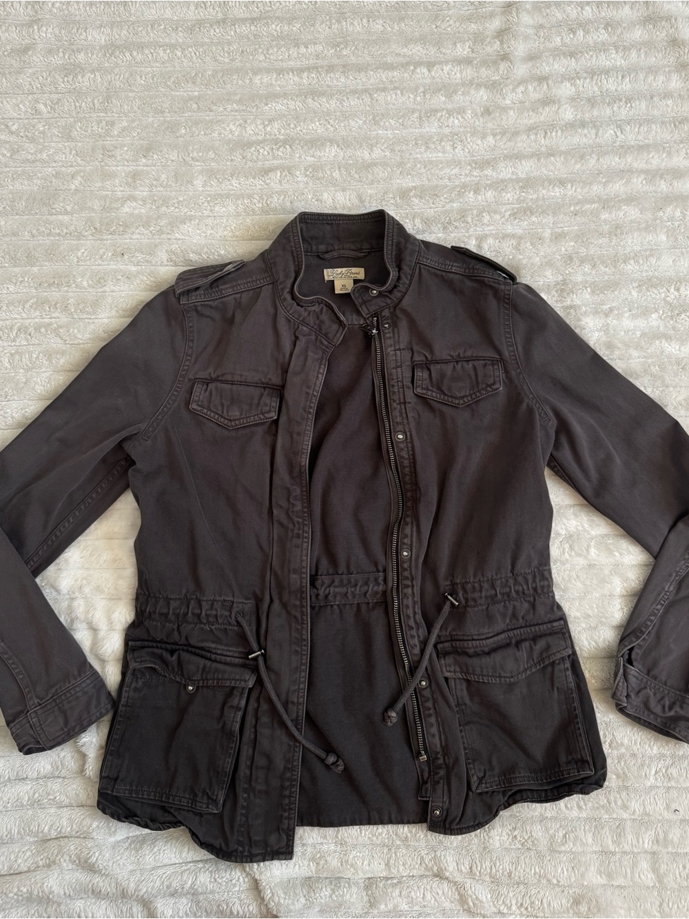 Lucky Brand Black Drawstring Waist Utility Jacket